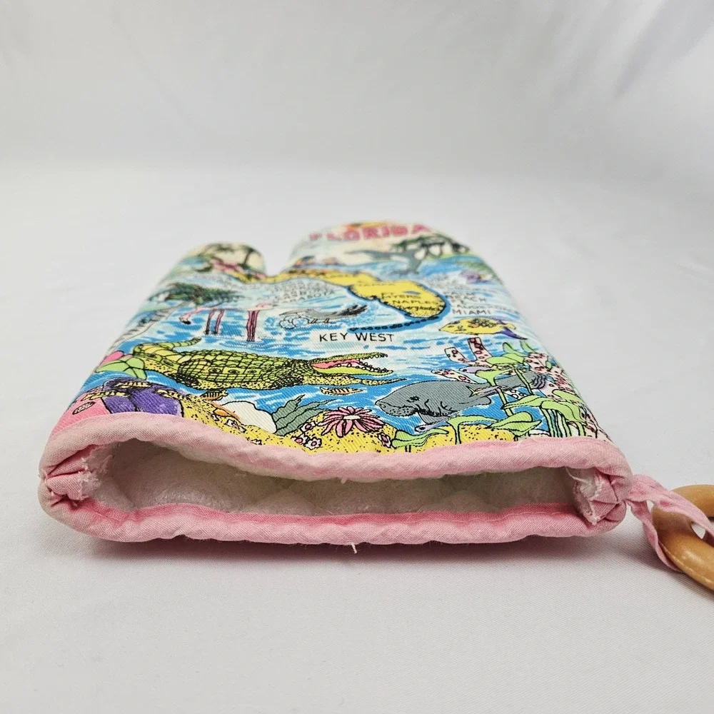 Vintage Florida Map Oven Mitt Unisex OS Pink Tropical Souvenir Kitsch Beach